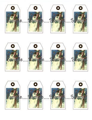 T 3 - Medium Snowman Hang Tags